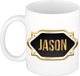 Bellatio Decorations Naam cadeau mok - heren - Jason - gouden embleem - 300 ml