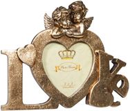 BISCOTTINI Fotolijst Love in Shabby Chic stijl - Staande fotolijst - Romantische fotokader - Antiek Gouden Blad Afwerking - 23x13x18cm