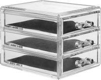 5Five Sieraden/make-up organizer - 3 lades - 15,5 x 10,5 cm - kunststof - Transparant