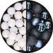 Merkloos / Sans marque Billiet - Vanlaere Kerstballen 34x st - 3 cm - wit en donkerblauw - kunststof