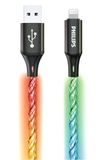 Philips DLC5130V iPhone-oplaadkabel RGB 1 m, 18 W snel opladen bliksemkabel, 480 Mbps synchronisatie, wirwar vrij gevlochten snoer voor iPhone, iPad, MFi compatibel