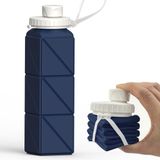 Ibenzoa® Bouteille d'eau pliable compacte en silicone - 610 ml - Bleu foncé