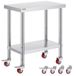 VEVOR Werktafel 76 x 46 x 86 cm, roestvrijstalen horecawerktafel, draagvermogen circa 150 kg, voedselbereidingstafel, commerciële werktafel voor keuken, bar en restaurant, 4 verstelbare poten