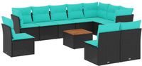 vidaXL 11-delige Loungeset met kussens poly rattan zwart