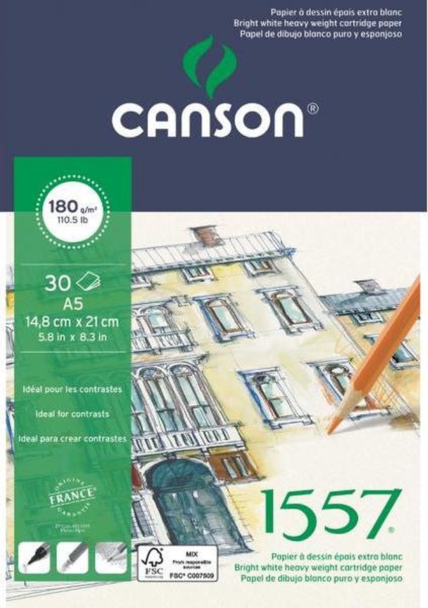 Canson Tekenblok - 30 vel - A5 - 180 grams