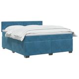 vidaXL Boxspringbed met matras Donkerblauw 180 x 200 cm Fluweel