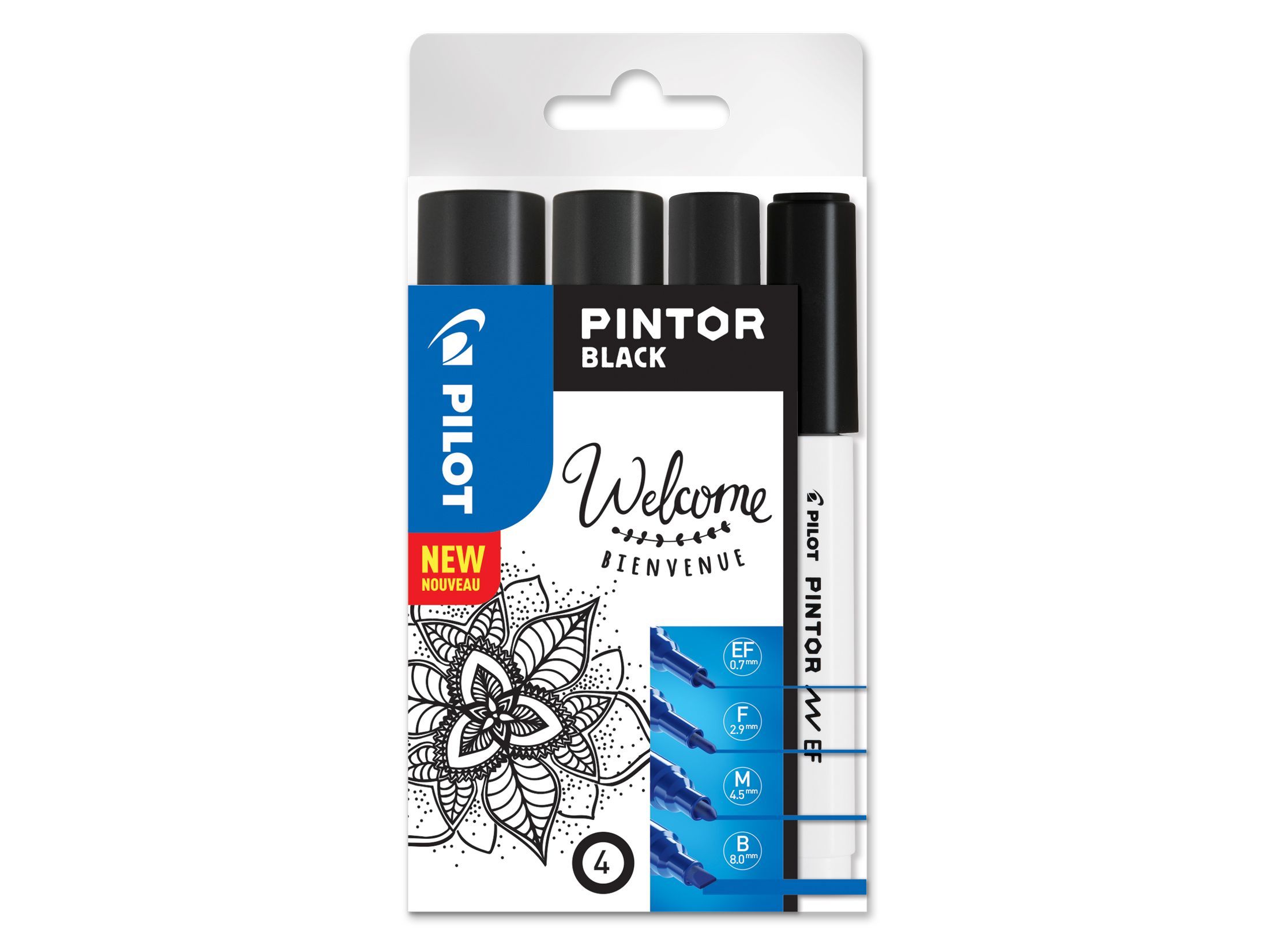 Pilot Pintor - Markeerstiften - Zwart/Wit - 4 stuks