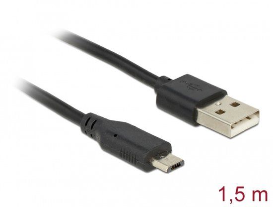Delock USB naar micro USB datakabel met LED indicator - 1.5m - Zwart