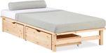 Homestyle4u Palletbed - 90x200 cm - Houten bed - met bedbak Set van 2 - Natuur