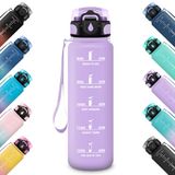 Honeyholly Drinkfles, 1000 ml, met tijdmarkeringen, motiverende fles, lekvrij, sportfles, fitnessfles, waterfles, waterfles voor school, camping, yoga, kantoor