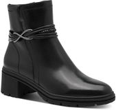 Tamaris Dames Enkellaarsje 1-25492-47 001 Zwart Leer/Synthetisch Blokhak Ritssluiting 38 EU
