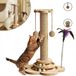 Carton poteau griffoir pour chat - Poteau griffoir sisal - Base en bois massif - Piste de billes interactive - Convient aux chats et chatons à la maison