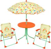 FUN HOUSE FRUITY'S Tuinmeubelset voor kinderen, met tafel, hoogte 46 x Ø 46 cm, twee stoelen, 53 x 38,5 x 37,5 cm (h x b x d) en een parasol hoogte 125 x Ø 100 cm, meerkleurig 713467