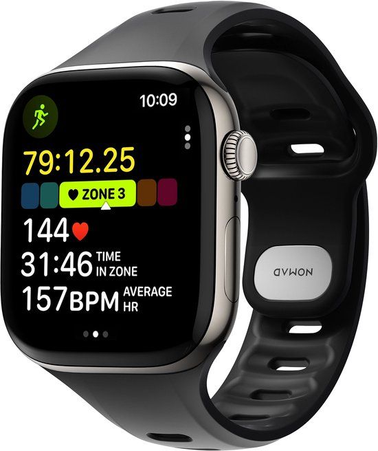 Nomad Tempo Watchband 40-42 mm – Duurzaam FKM-rubber – Waterdicht voor dagelijks gebruik en workouts – Veilige pin-en-tuck sluiting - Zwart