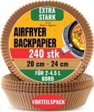 240 Shenzhen Haorui Industrial Technology Co., Ltd. Wegwerpbare Airfryer-bakvormpjes, 240 stuks, bakpapier, ongebleekte bakplaten, rond 20 cm voor mandjes tot 5-8 liter - ideaal voor oven, pannen en bakken, Easy Clean Baker's