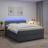 vidaXL Boxspringbed met matras, donkergrijs, 140 x 200 cm, fluweel