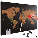 Bakaji Magnetisch whiteboard, wereldkaart om te krassen, wereldkaart, kras, afmetingen 60 x 40 cm, muur modern design met uitwisbare marker en magneten, cadeau-idee