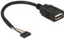 Delock Cable USB 2.0 pin header female 2.00 mm 5 pin > USB 2.0 Type-A female 15 cm
