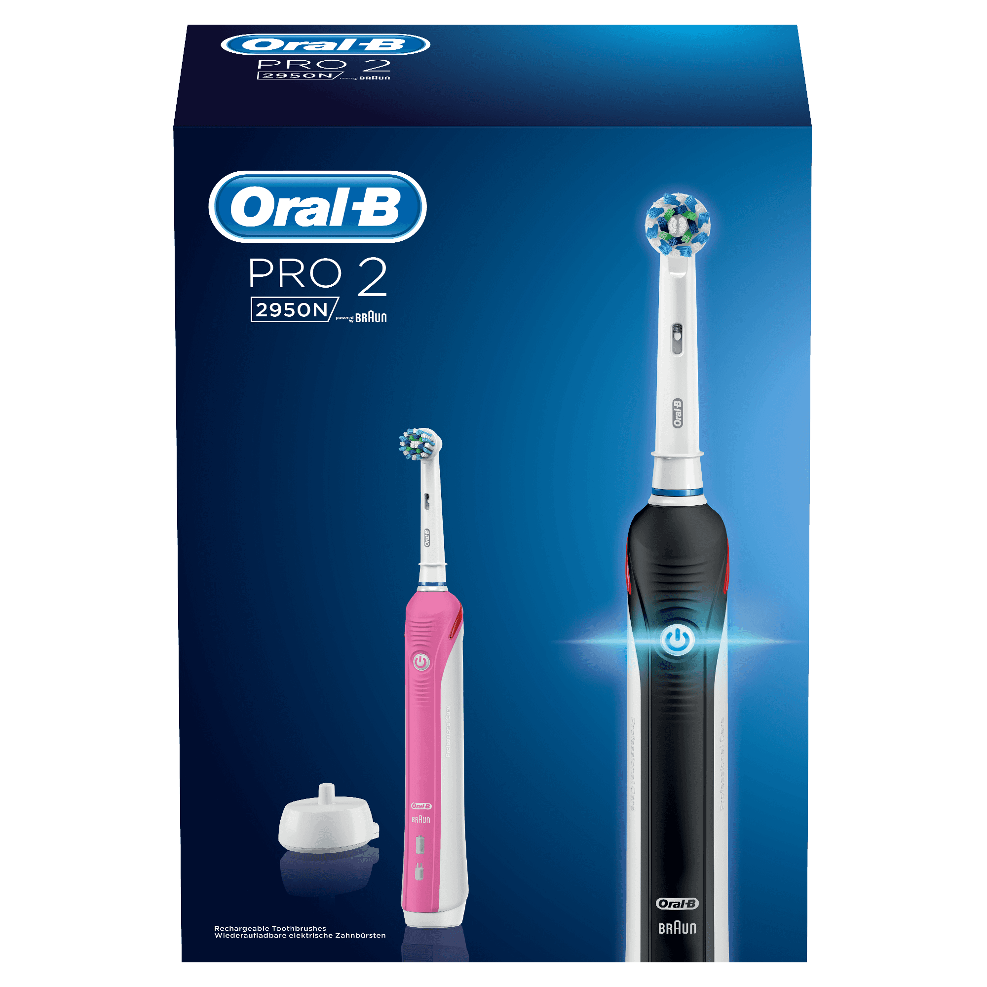 OralB Pro 2950 Duo zwart, roze / duo pack Elektrische tandenborstel