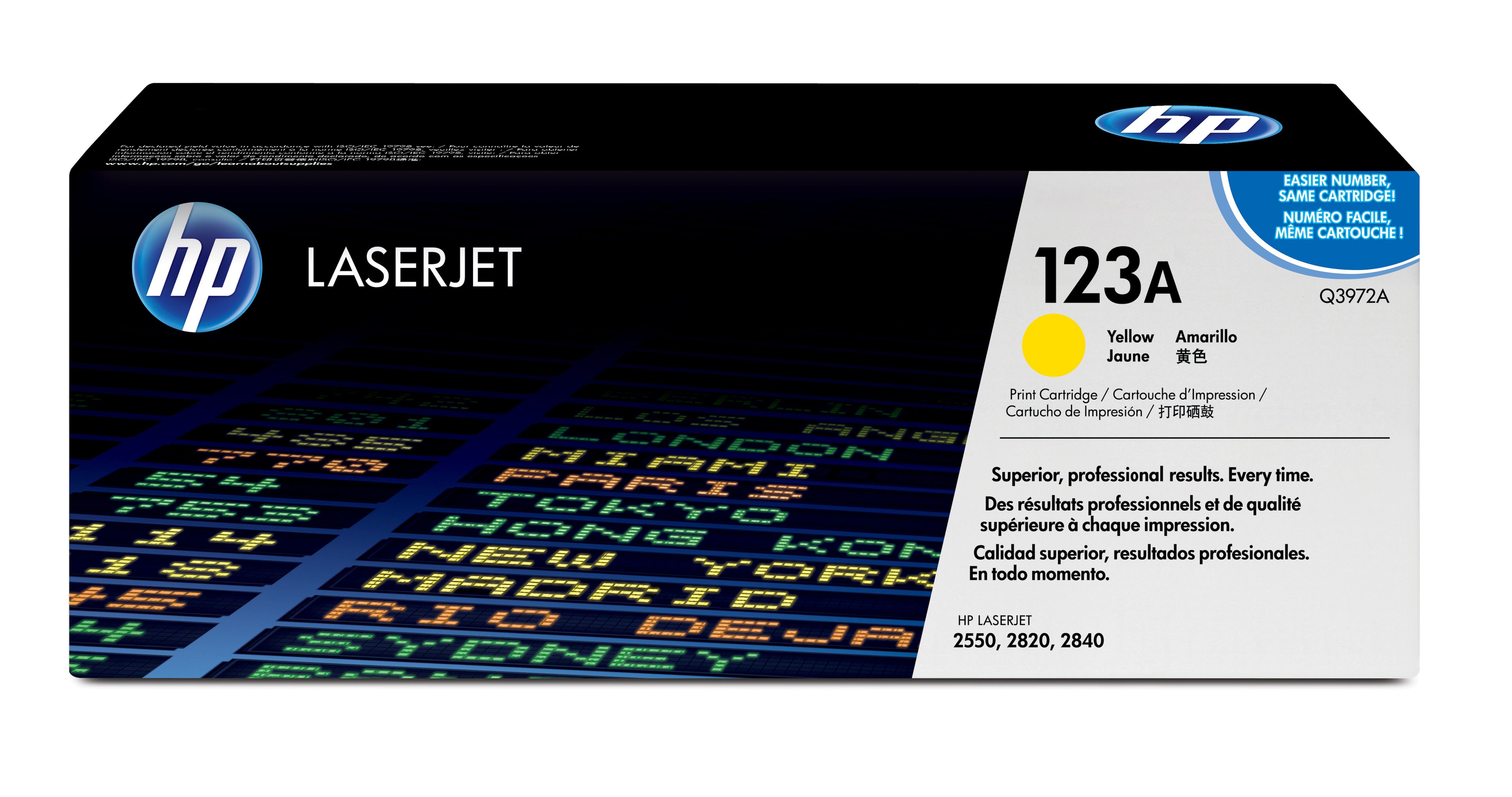 HP 123A Yellow Original LaserJet Toner Cartridge (Q3972A)