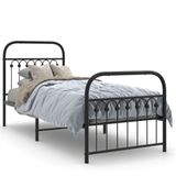 vidaXL Bedframe Metaal Zwart 75x190 cm
