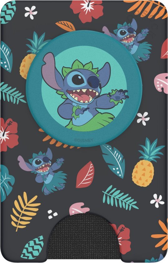 PopSockets PopWallet+ - Officiële Verwisselbare Portemonnee voor Smartphones en Tablets met een Geïntegreerde Verwisselbare PopTop - Stitch Aloha Pattern