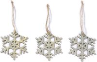 Inge-Glas - sneeuwvlokken kersthangers - 6x stukjs - hout - 7 cm - kerstboom ornamenten - kerstversieringen