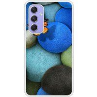 Samsung Galaxy A54 Papillon galet bleu Verstevigd hoesje met sublimatie bedrukking
