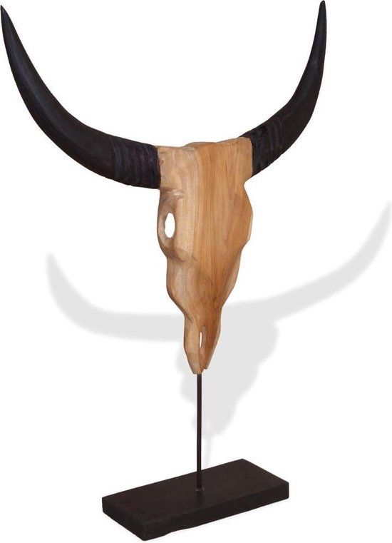 vidaXL Stierenbeeld 66x15x88 cm teakhout