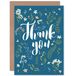 Wee Blue Coo THANK YOU CARD - FLORAL FLOWERS PRETTY TYPOGRAPHY PATTERN BLUE