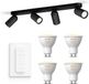 Philips Hue Pongee Opbouwspot (Zwart) - 4 lichts - Warm/Koelwit Licht | Incl. Hue Dimmer Switch - Plafondspot - GU10 - Hue White Ambiance