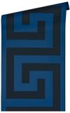 A.S. Création "Griekse Sleutel" satijn glanzend behang | Blauw Zwart | Vliesbehang | 70 cm x 1005 cm