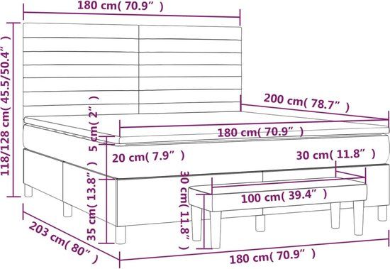 vidaXL Boxspring met matras fluweel zwart 180x200 cm