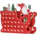 Calendrier de l'Avent en bois à remplir, décoration de Noël avec 24 tiroirs, Père Noël et traîneau, 22,5 x 8 x 36 cm, rouge
