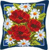 Vervaco Kruissteekkussen Rode Bloemen 40x40 cm