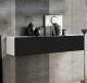 Lettiemobili - Meuble TV Suspendu Krista H-160 Blanc et Noir Finition Brillante