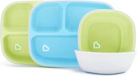 Munchkin Splash Set Van Borden En Kommen Met Vakken, Set Voor Babyvoeding, 2 Borden & 2 Schaaltjes, Vanaf 6 Maanden, BPA-vrij - Blauw/Groen