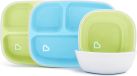 Munchkin Splash Set Van Borden En Kommen Met Vakken, Set Voor Babyvoeding, 2 Borden & 2 Schaaltjes, Vanaf 6 Maanden, BPA-vrij - Blauw/Groen