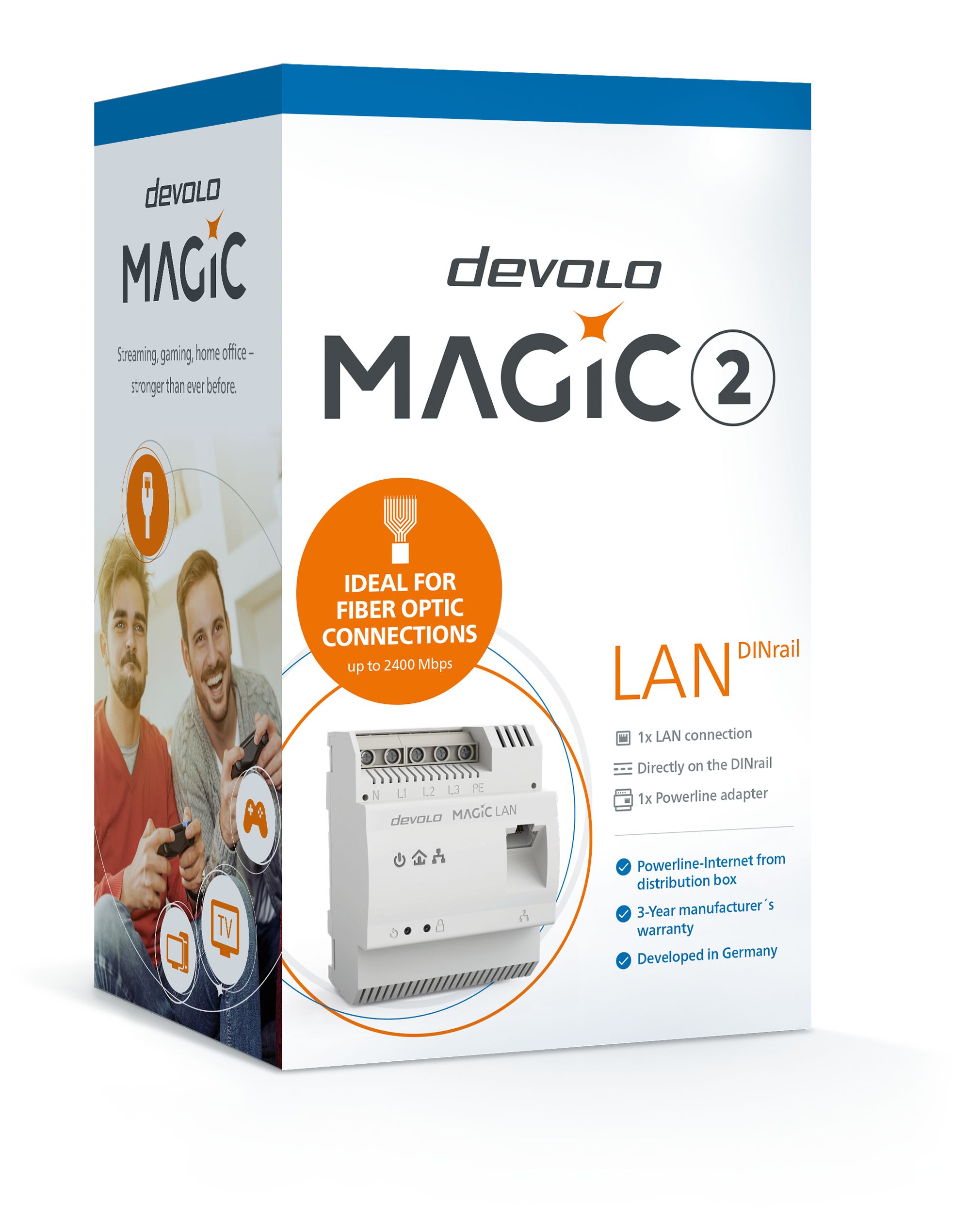 Devolo Magic 2 LAN DINrail - Powerline adapter - 2400 Mbit/s - 1-pack - Wit