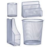 Zeller Thuis kantoor luxe bureau inrichting complete set 4-delig metaal zilver-kleurig