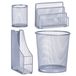 Zeller Thuis kantoor luxe bureau inrichting complete set 4-delig metaal zilver-kleurig