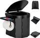 WADEO Toilet de camping, toilette pliable pour adultes avec étagère amovible pour téléphone portable et porte-rouleau de papier toilette, pot de voyage étanche avec couvercle pour le camping, la randonnée, les longs trajets en voiture, noir