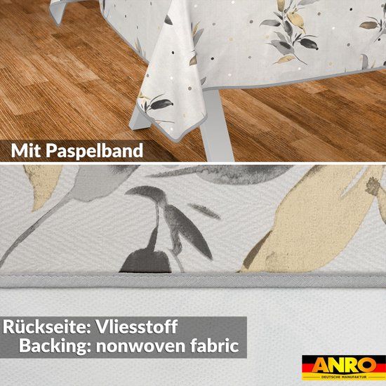 ANRO Tafelkleed Zilverblad Grijs 240x140cm