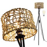Lampe sur pied LED dimmable avec abat-jour bohème, réglable en hauteur, 148 cm