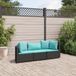 Maison Exclusive - Ensemble de meubles de jardin 3 pièces avec canapé et coussins, noir, en polyrotin