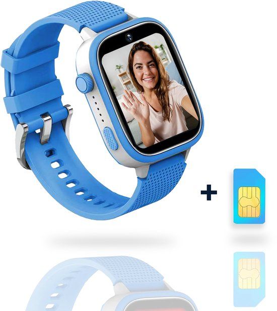 AngelTech Ultra GPS Horloge Kind Met Simkaart 4G – SOS knop – Smartwatch Kinderen – Whatsapp - HD Camera en Videobellen – Smartwatch Kind – GPS Tracker Kind – Smartwatch Kids - Blauw