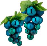 Arte r Artesania Cerd Druiventros namaakfruit/nepfruit - 20 en 25 cm - blauw - 2x stuks - kunststof