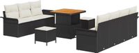vidaXL Tuinbank Set 10-delig Zwart Polyrattan