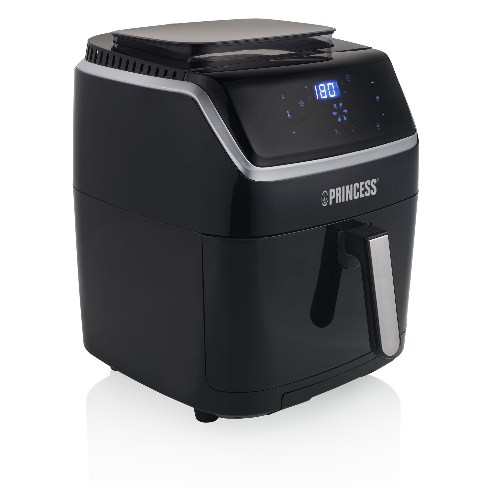 Princess 182080 Steam Aerofryer - 6.5L Hot Air Fryer with Steam Function - 8 Programs - 1700W - Black