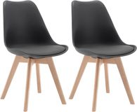 Woltu 2 eetkamerstoelen keuken-/woonkamerstoelen, design van kunstleer en massief hout, grijs
